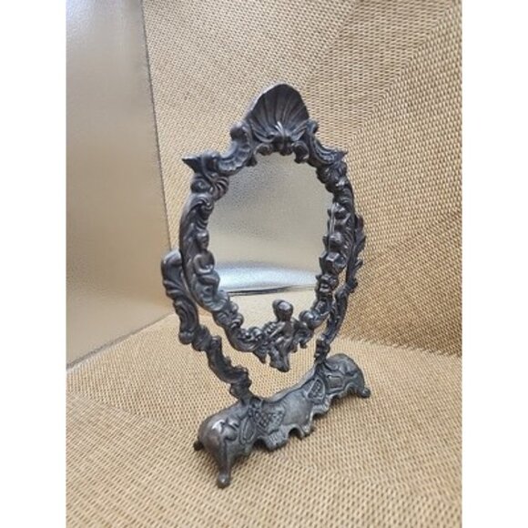 Ornate Victorian Style Vanity Free Standing Mirror Cherub Design Vintage Old - Picture 1 of 11